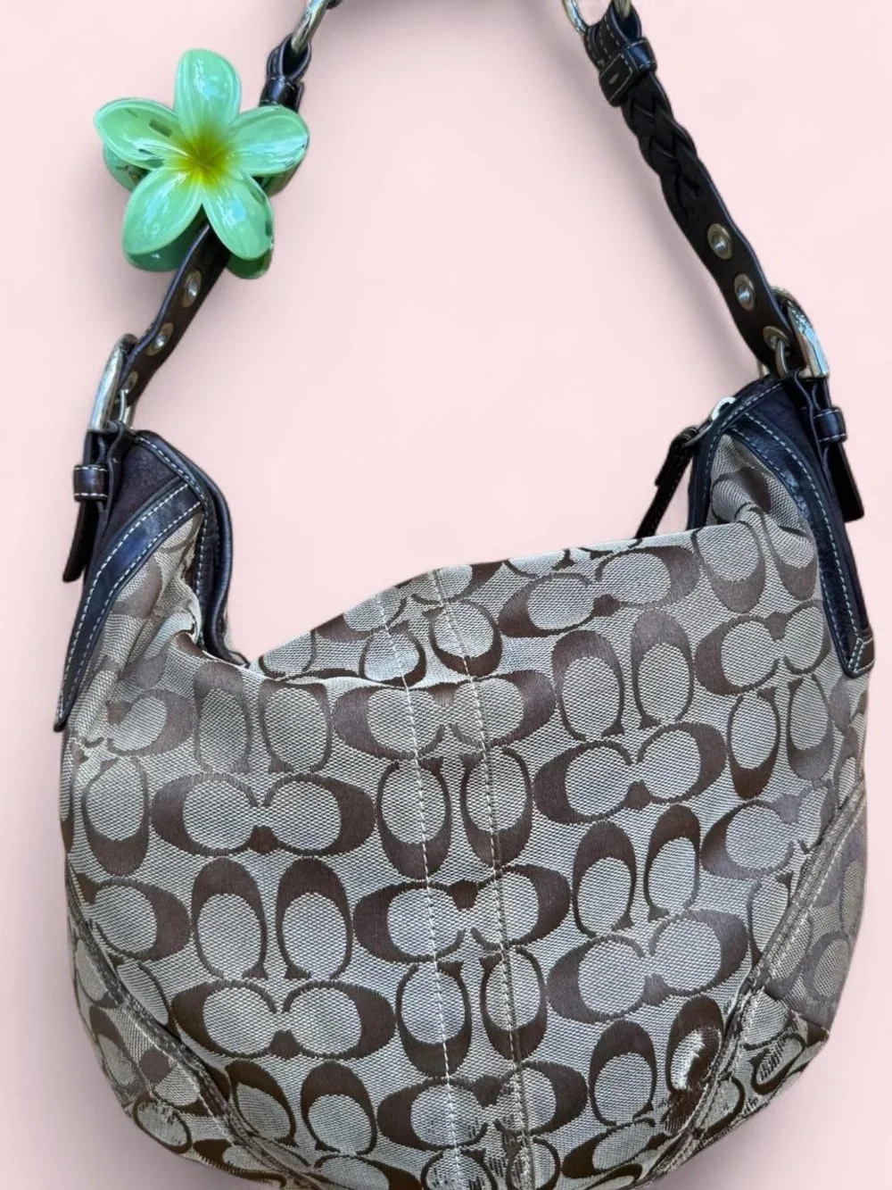 Coach Signature Canvas Hobo in Brown and Beige